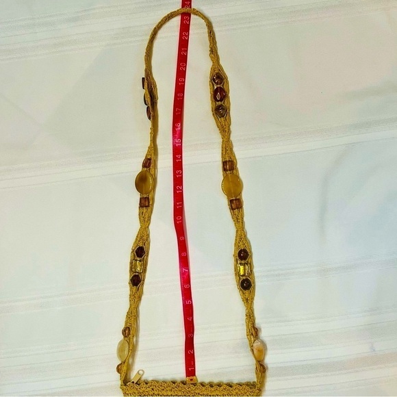 Crossbody Bag Macrame Paper Faux Gemstones Blue Miami NWOT BOHO - Picture 11 of 11